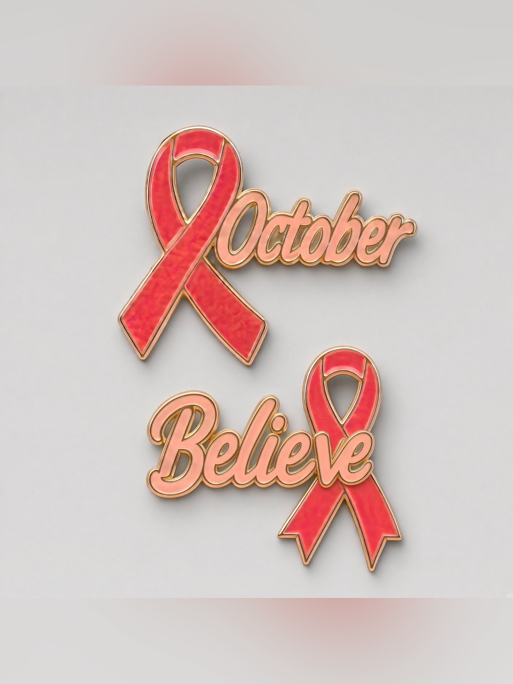 Breast Cancer Awareness golden pin brooches